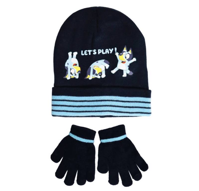 Bluey Jerseymütze Bluey Kinder Herbst Wintermütze Mütze plus Handschuhe Gr. 52 bis 54 von Bluey