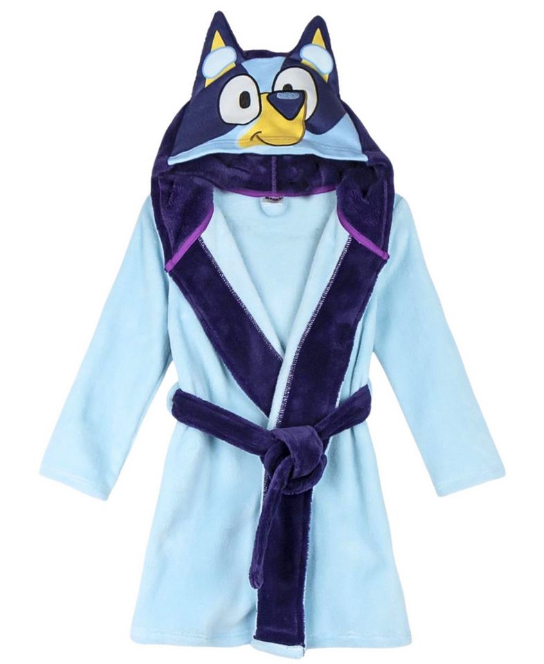 Bluey Kinderbademantel, Polyester, mit Kapuze, Bindegürtel, für Kinder mit Kapuze Gr. 92-116 cm von Bluey