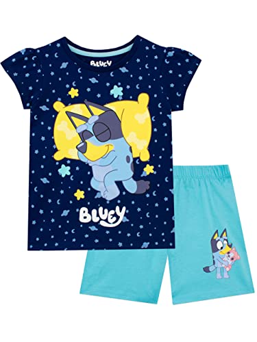 Bluey Mädchen Kurz Schlafanzug Blau 104 von Bluey