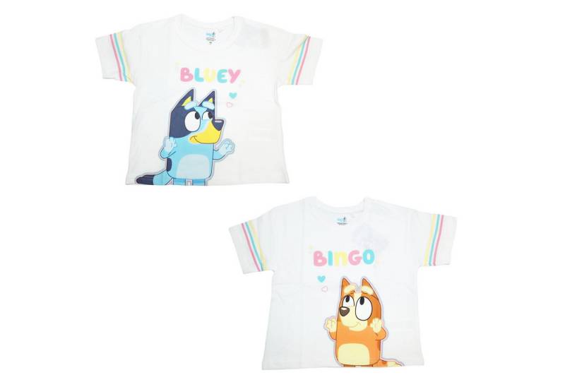 Bluey Print-Shirt Bluey Bingo 2er Set Kinder Mädchen kurzarm T-Shirt Shirt 100% Baumwolle, Gr. 92 bis 116 von Bluey