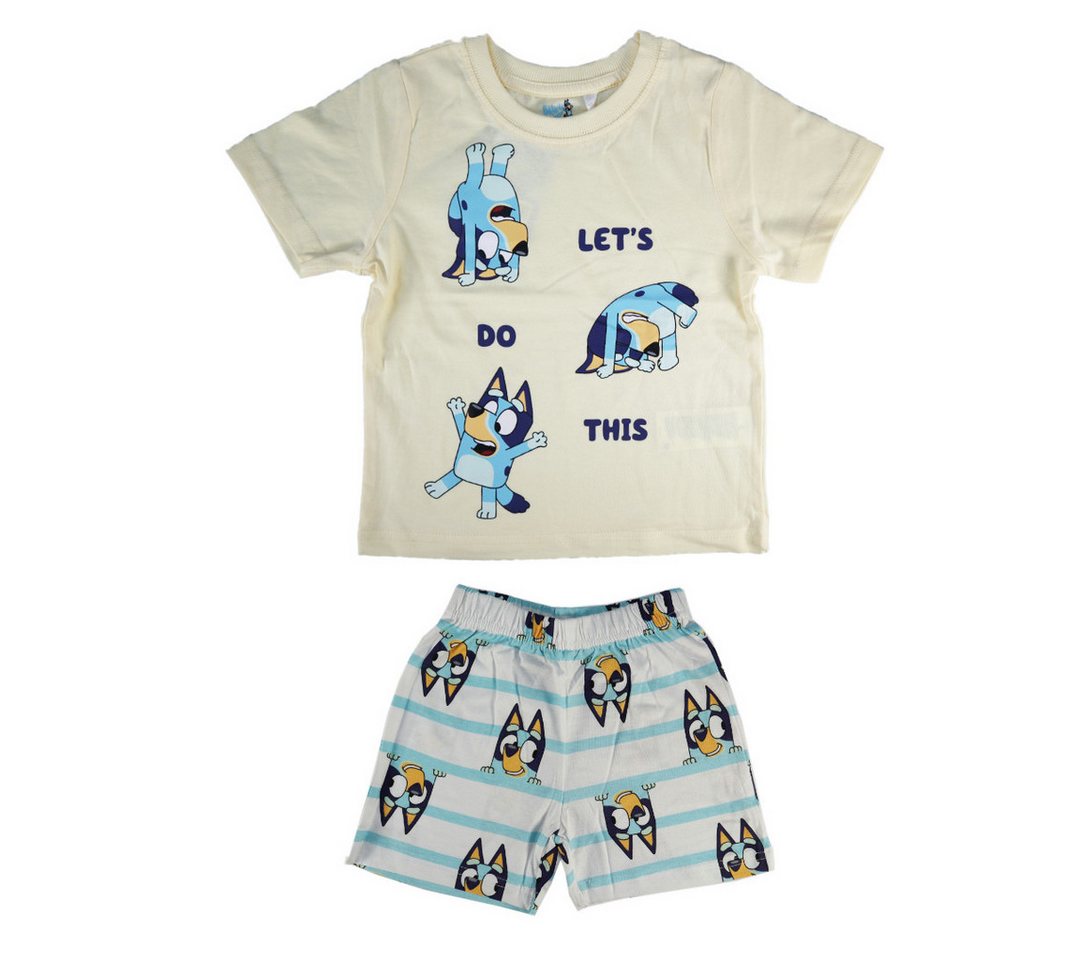 Bluey Schlafanzug Bluey Jungen Kinder Pyjama Shirt Shorts Gr. 92 bis 116 reine Baumwolle von Bluey