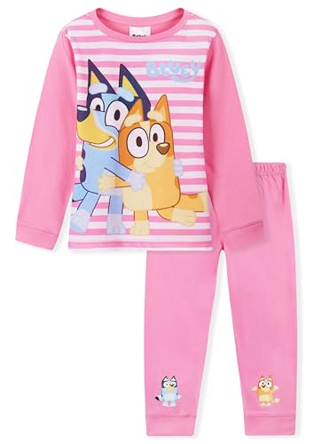 BlueY Mädchen Langes Schlafanzug Pyjama Set - Geschenke für Kinder (Rosa/Weiß, 4-5 Jahre) von BlueY