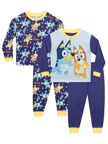 BlueY Schlafanzug Für Jungen | 2er-Pack Pyjamas Für Kinder | Jungen Schlafanzug Sets Im Doppelpack | Offizielles Merchandise | Blau | 116 von BlueY