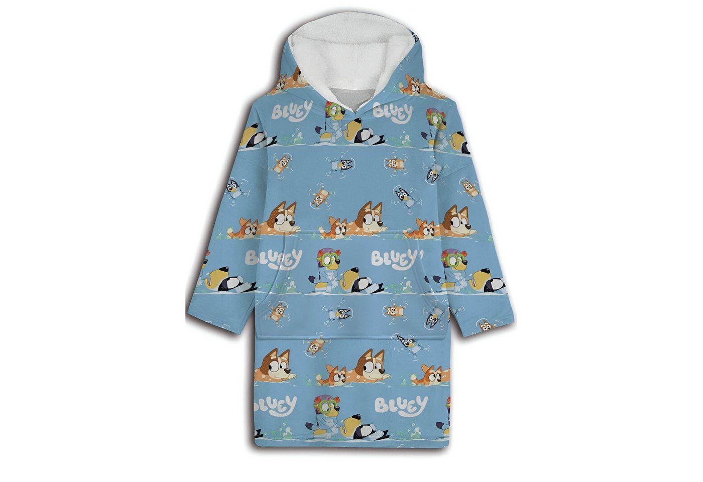 Bluey Sweatponcho Bluey Bingo Kinder Kuschelponcho Ärmel Kapuze Tasche 3-14 Jahre von Bluey