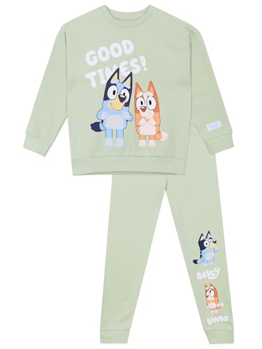 BlueY Sweatshirt Und Jogginghose Set | Oberteil Und Unterteil Set | Bingo Outfit | Jungen Kleidung | Offizielles Merchandise | Grün | 122 von BlueY