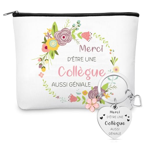 Blulu Souvenir Geschenk für Arbeitskollegen 1 Kosmetiktasche für Kollegen und 1 Schlüsselanhänger Kulturbeutel Abschiedsgeschenk Idee für Kollegen Freunde Geschenk zum Jobwechsel von Blulu