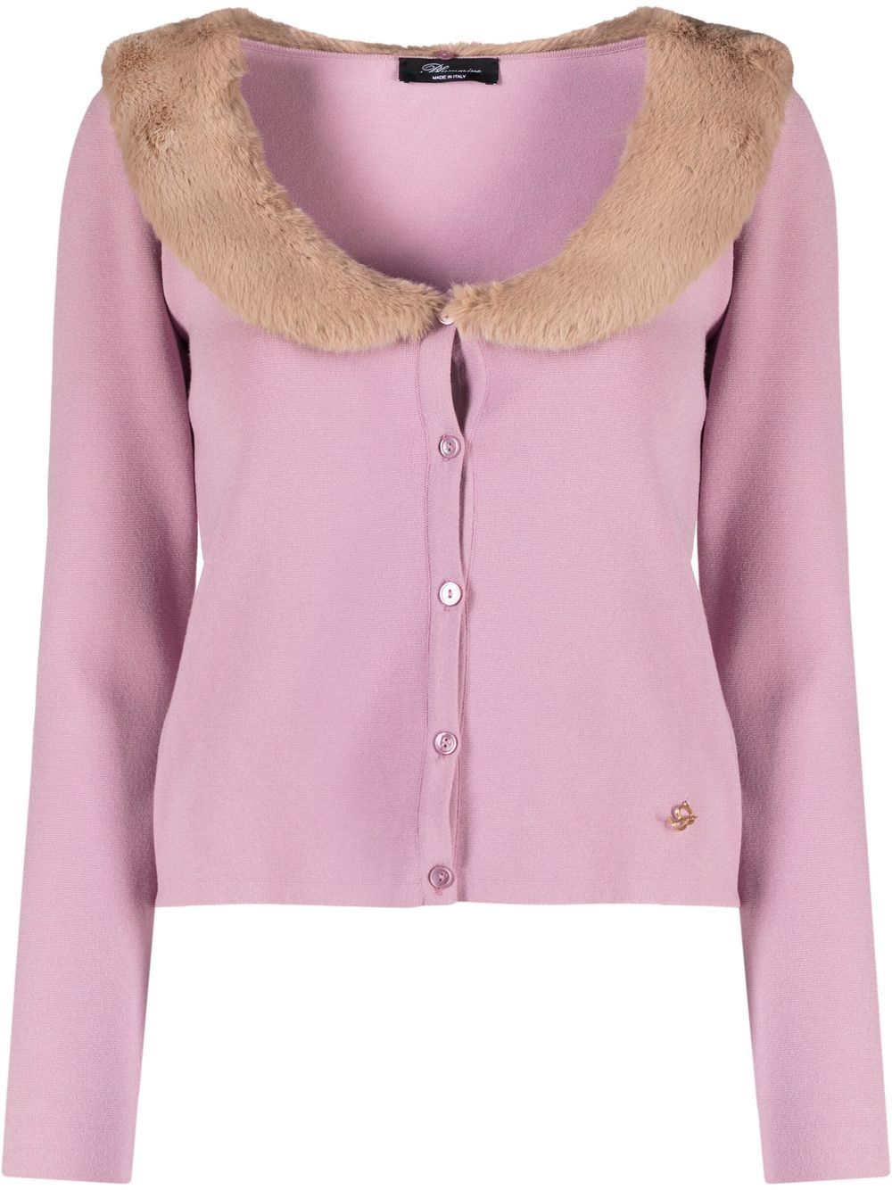 Blumarine Cardigan aus Faux Shearling - Rosa von Blumarine