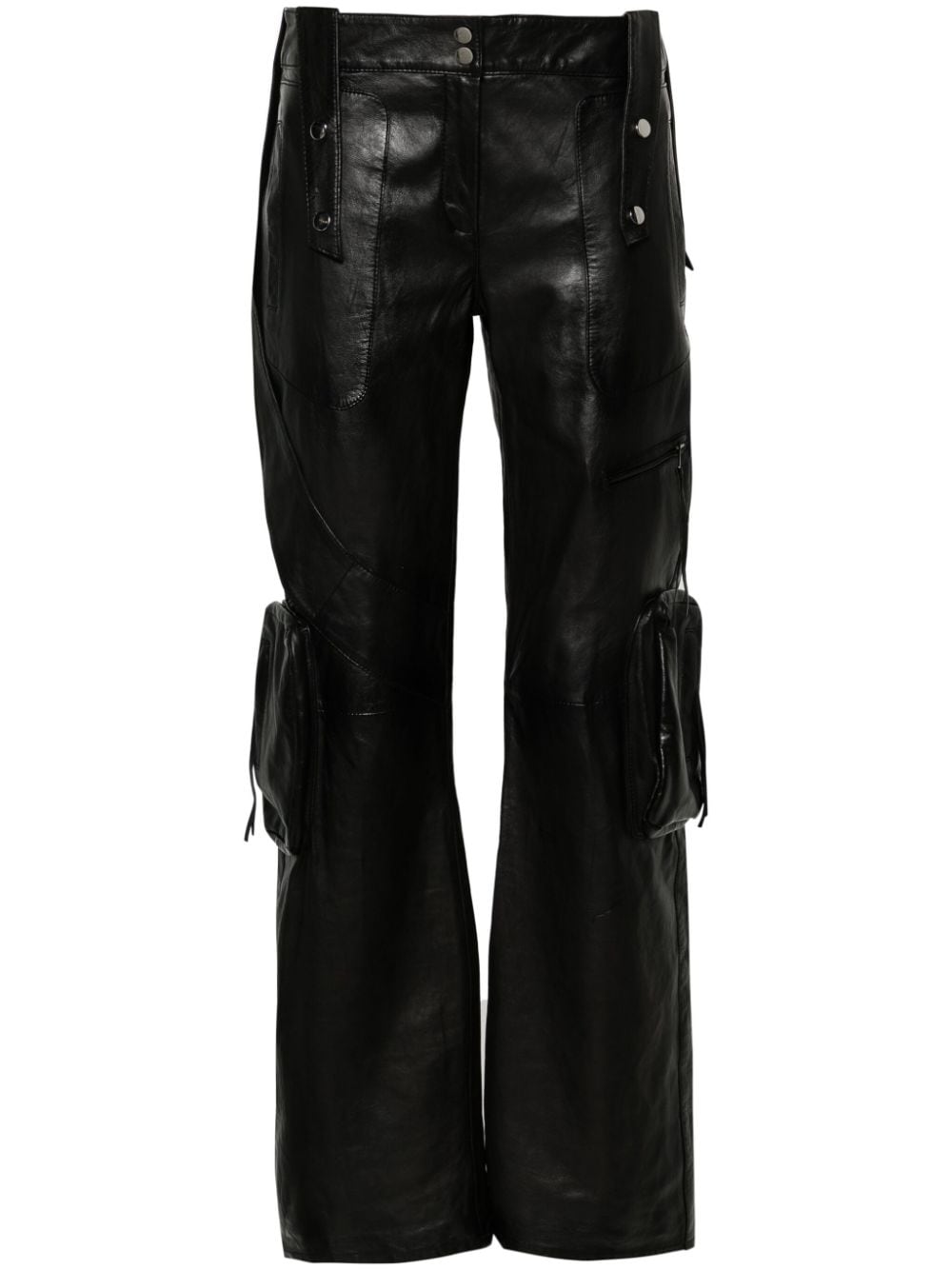 Blumarine Gerade Cargohose aus Leder - Schwarz von Blumarine