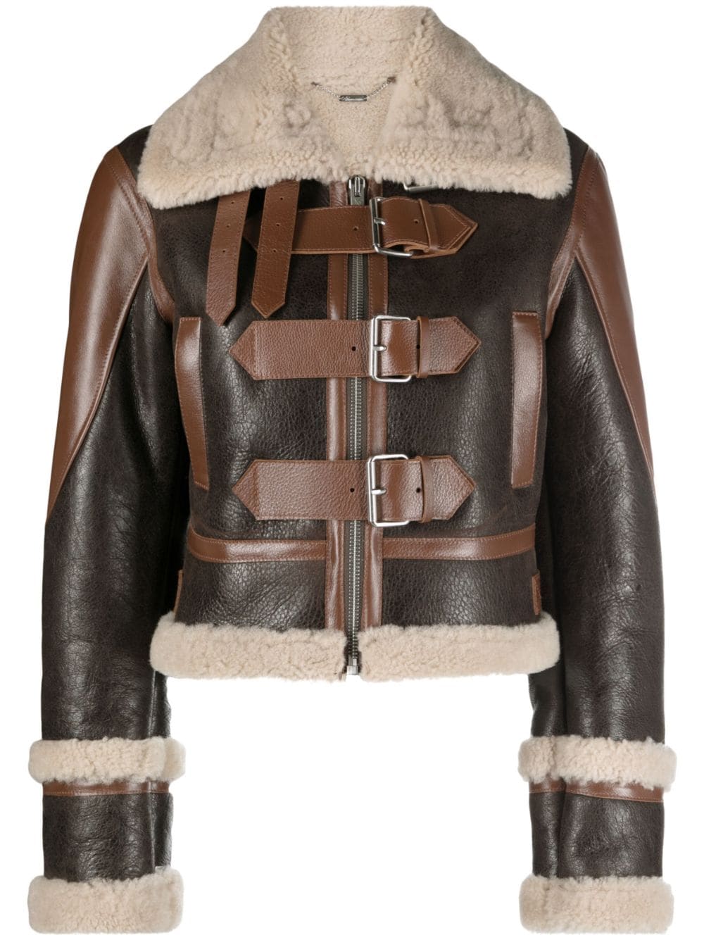 Blumarine Shearling-Jacke mit Schnalle - Braun von Blumarine