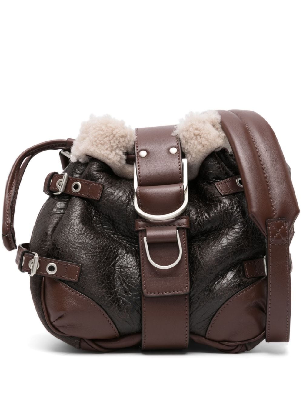 Blumarine Rucksack mit Faux Shearling - Braun von Blumarine