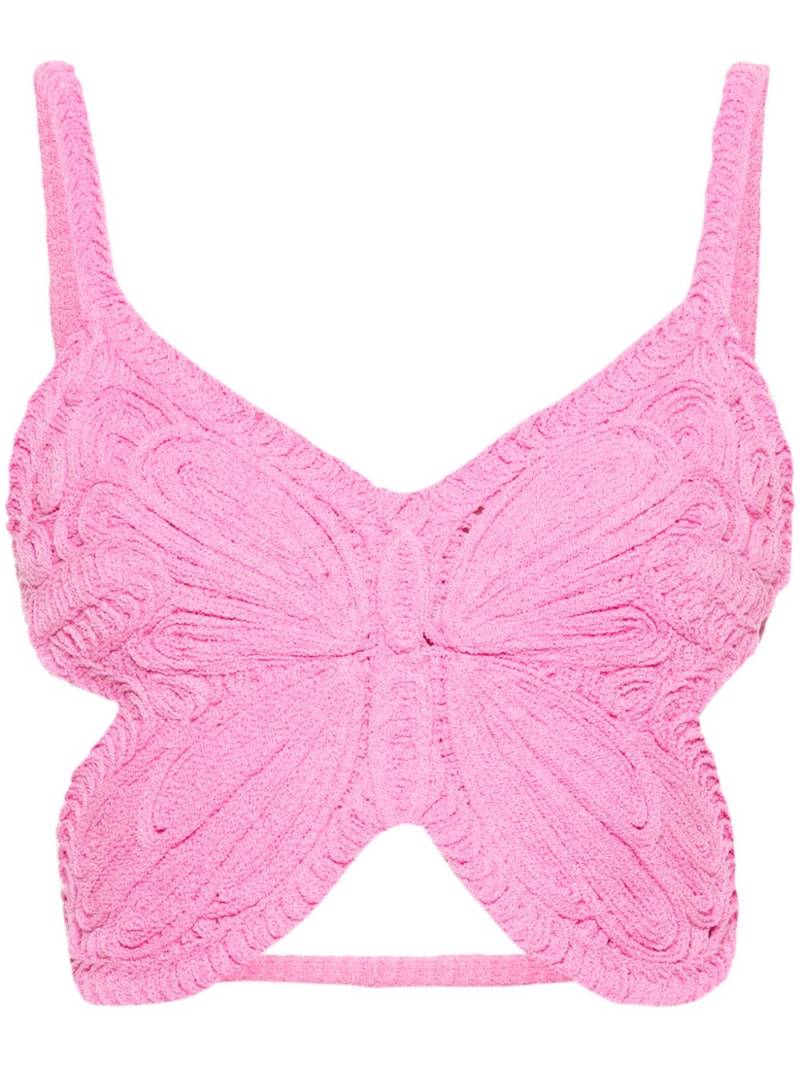 Blumarine Cropped-Top mit Schmetterling - Rosa von Blumarine