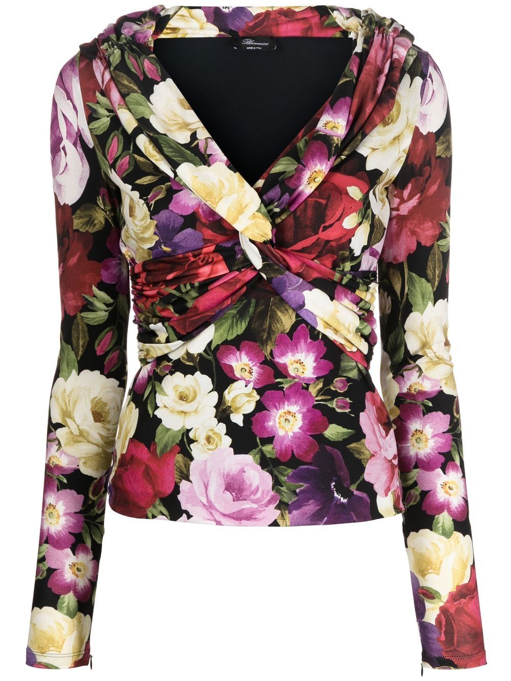 Blumarine Top mit Blumen-Print - Schwarz von Blumarine