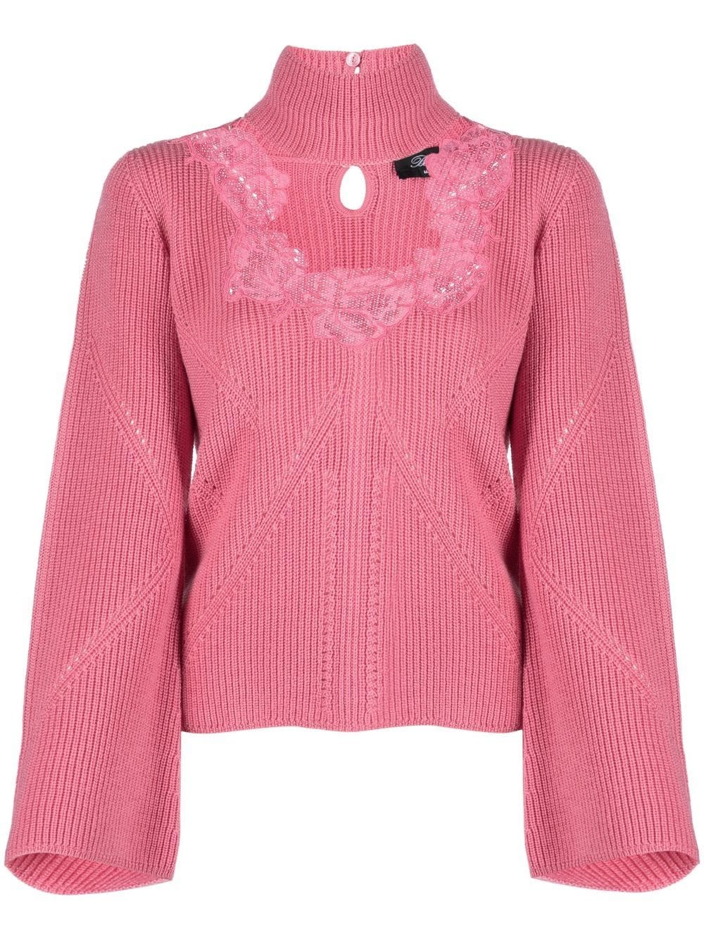 Blumarine Strickoberteil mit Spitzendetail - Rosa von Blumarine