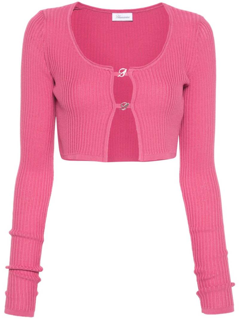 Blumarine Cropped-Cardigan mit Logo-Schild - Rosa von Blumarine