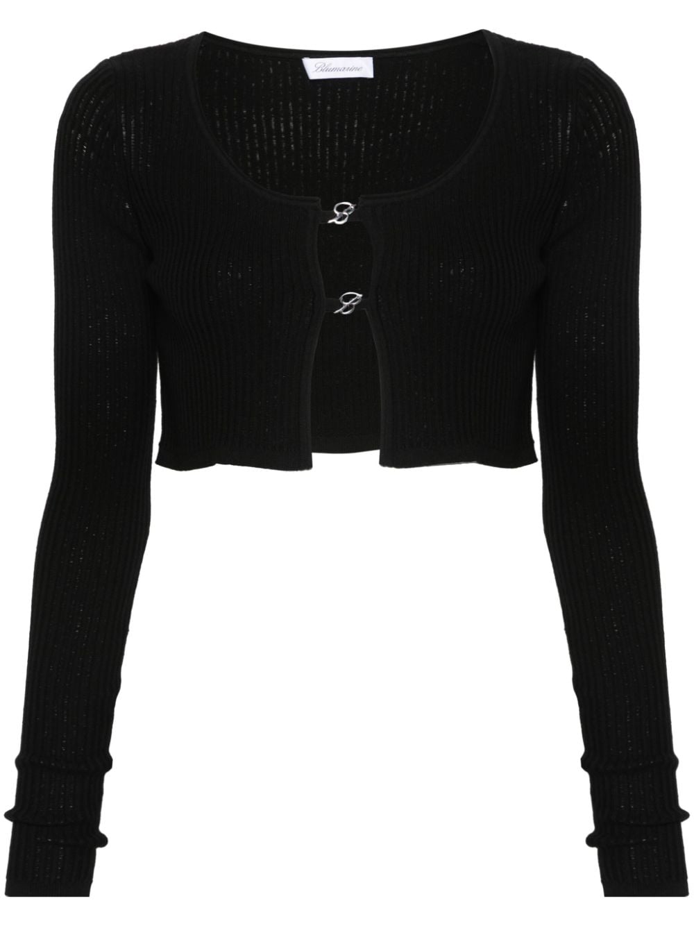 Blumarine Cropped-Cardigan mit Logo-Schild - Schwarz von Blumarine