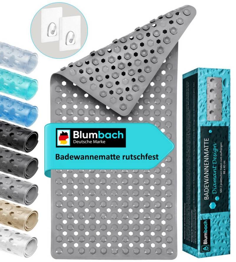 Blumbach Wanneneinlage Badewannenmatte rutschfest, Packung, inklusive 2 Klebehaken, rutschhemmend, mit Saugnäpfen, pflegeleicht von Blumbach