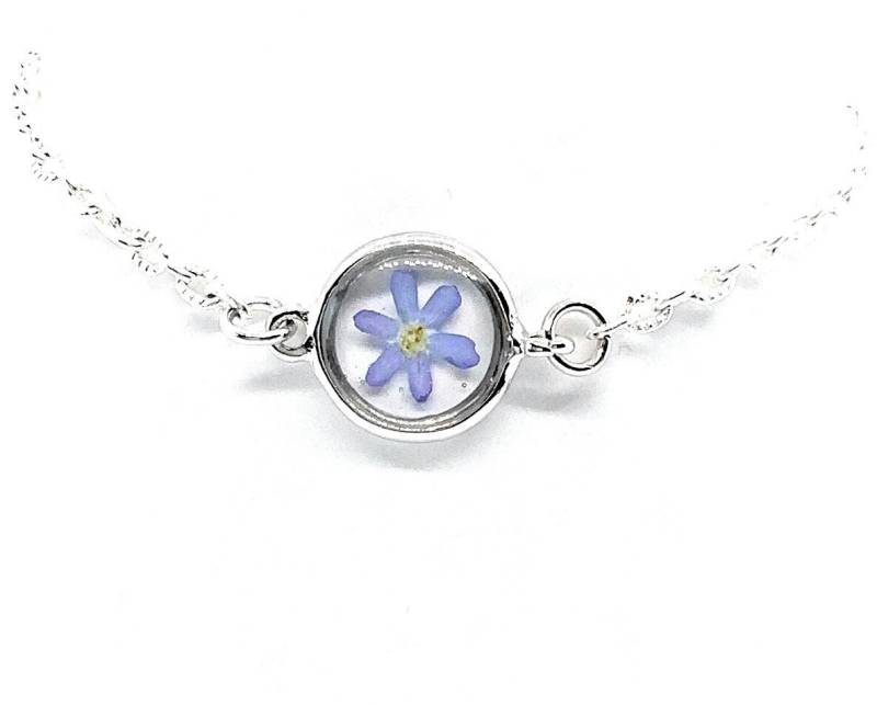 Armband Echte Vergissmeinnicht Minimalistisch Geschenk Schmuck Armschmuck Beste Freundin Muttertag Silber von Blumenglasschmuck