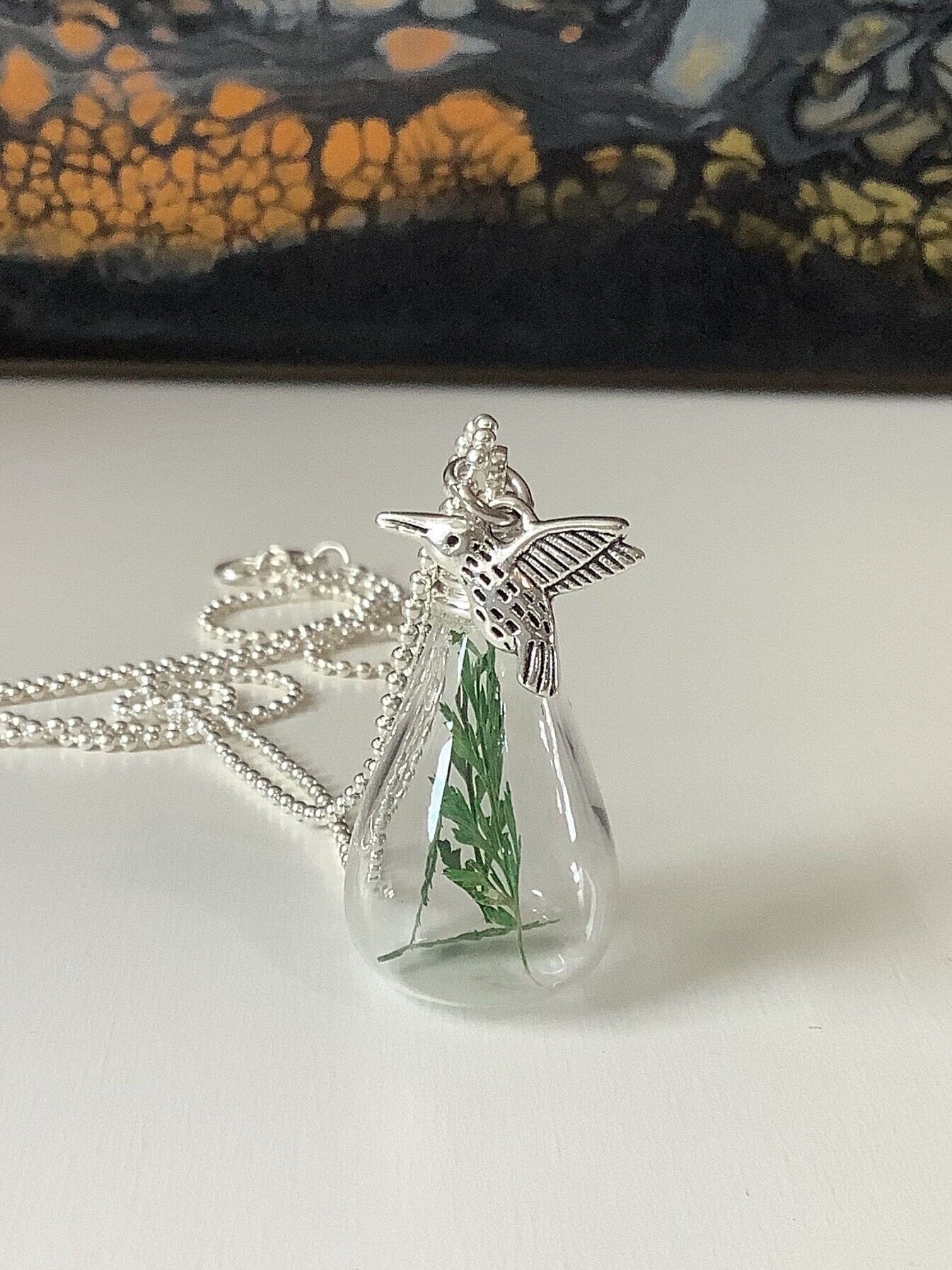 Echte Gräser Glasschmuck Kette Anhänger Geschenk Blumen Natur Getrocknete Blüten von Blumenglasschmuck