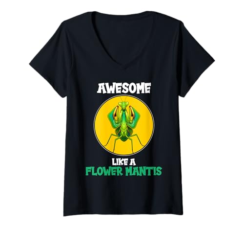 Damen Blumenmantiden Blumenmantis T-Shirt mit V-Ausschnitt Damen Blumenmantiden Blumenmantis T-Shirt mit V-Ausschnitt von Blumenmantiden Blumenmantis Tier Shop