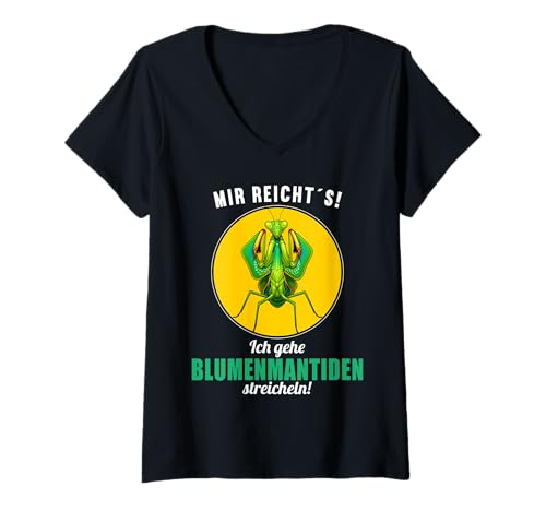 Damen Blumenmantiden Blumenmantis T-Shirt mit V-Ausschnitt von Blumenmantiden Blumenmantis Tier Shop
