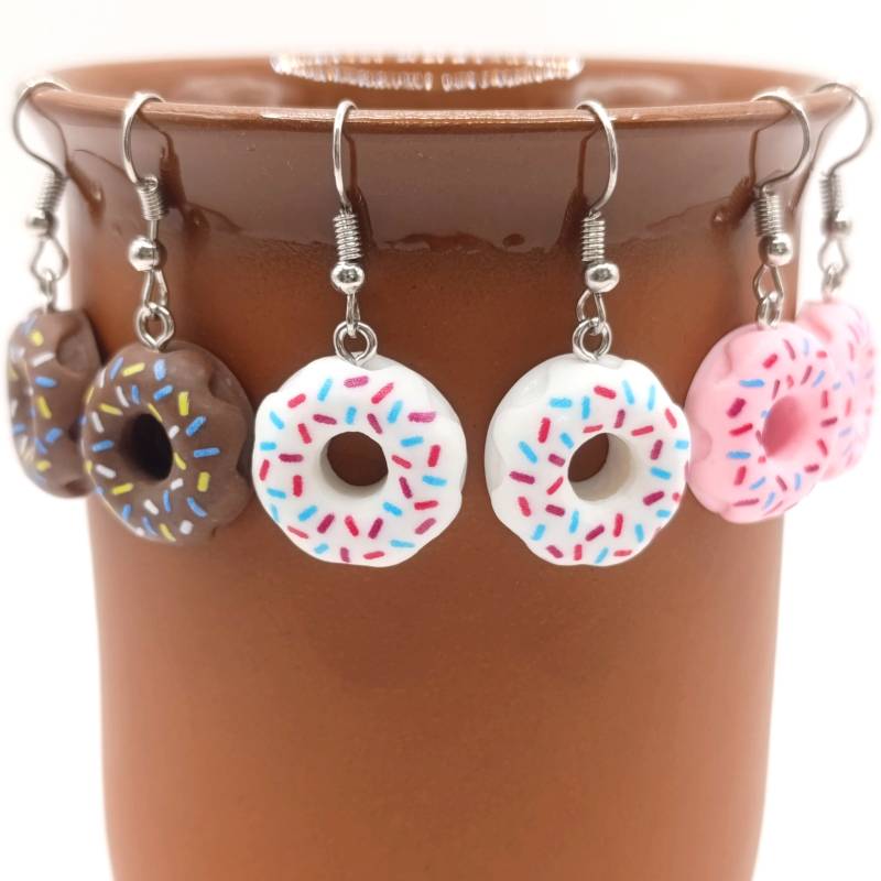 Ohrringe Donut - Ohrhänger Mit Kuchen Süßigkeiten Lustige Originelle Ohrring Essen von Blumenschaf