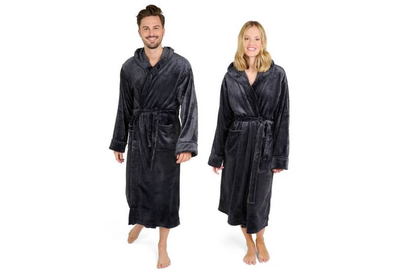 Blumtal Bademantel Bademantel Damen und Herren - kuschelig weicher Fleece Bademantel, mit Kapuze & Fronttasche von Blumtal