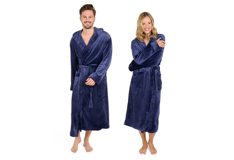 Blumtal Bademantel Bademantel Damen und Herren - kuschelig weicher Fleece Bademantel, mit Kapuze & Fronttasche von Blumtal