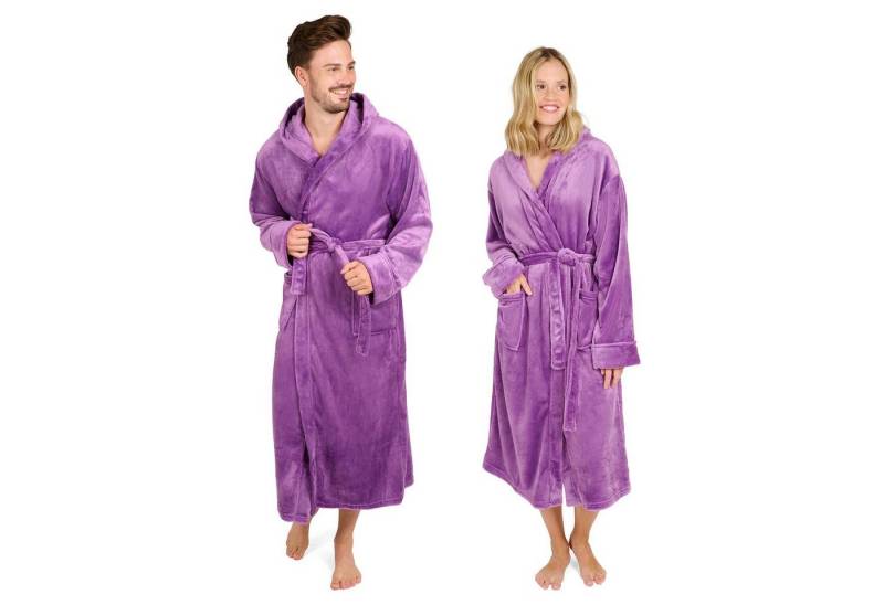 Blumtal Bademantel Bademantel Damen und Herren - kuschelig weicher Fleece Bademantel, mit Kapuze & Fronttasche von Blumtal