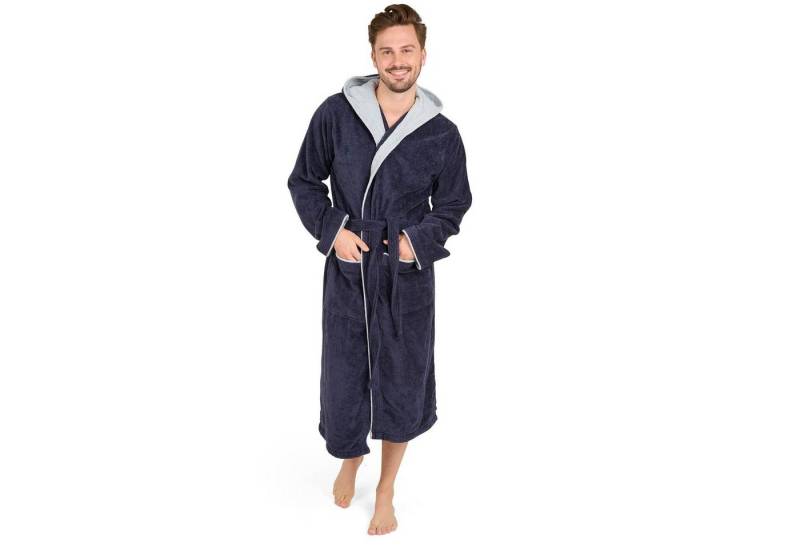 Blumtal Bademantel Herren, Baumwolle, mit gefütterter Kapuze, mit samtigen Frottee-Velours, Oeko-TEX® Zertifiziert von Blumtal