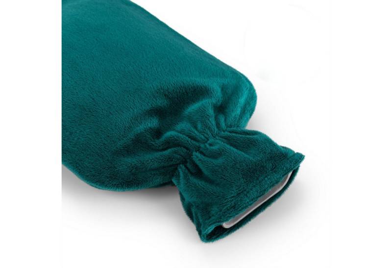 Blumtal Wärmflasche mit Premium Vliesbezug in Samtoptik, (aus Naturkautschuk für Kinder und Erwachsene), Auslaufsichere Wärmflasche mit Bezug zur Schmerzlinderung von Blumtal