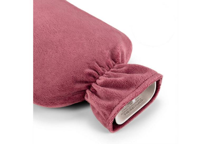 Blumtal Wärmflasche mit Premium Vliesbezug in Samtoptik, (aus Naturkautschuk für Kinder und Erwachsene), Auslaufsichere Wärmflasche mit Bezug zur Schmerzlinderung von Blumtal