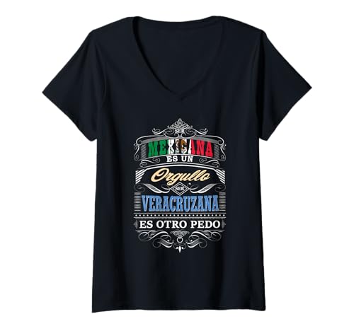 Damen Camisa de Mujer Graciosa de Veracruz Mexico y Veracruzanas T-Shirt mit V-Ausschnitt Damen Camisa de Mujer Graciosa de Veracruz Mexico y Veracruzanas T-Shirt mit V-Ausschnitt von Blusa Graciosa Veracruz