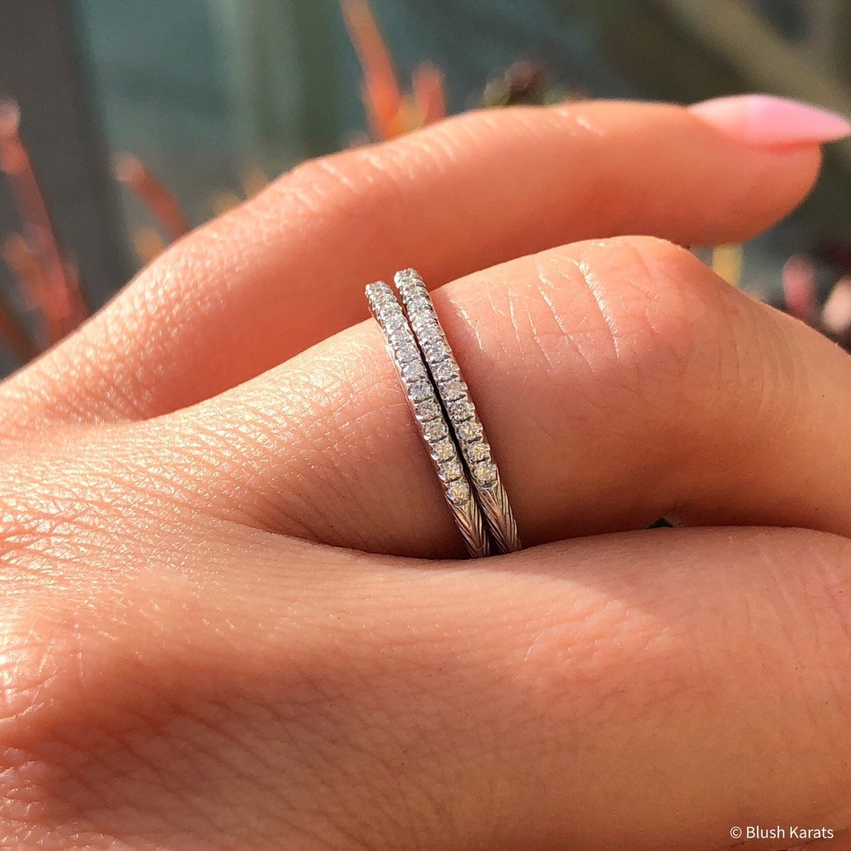 Echte Diamant-Hochzeitsbänder Auf Solidem 14K Weißgold, Set Aus Zwei Natürlichen Diamantbändern Mit Filigranem Design, Stapel-Jubiläumsbänder Für Sie Echte Diamant-Hochzeitsbänder Auf Solidem 14K Weißgold, Set Aus Zwei Natürlichen Diamantbändern Mit Filigranem Design, Stapel-Jubiläumsbänder Für Sie von BlushKarats