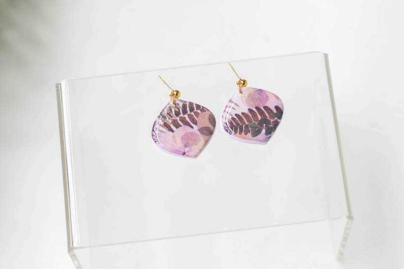 Rabattiert | Pastell Blumen Ohrringe Florale Tonohrringe Handgefertigt Lavendel Rabatt Wird Im Aktuellen Preis Angezeigt von BlushesandNeutrals