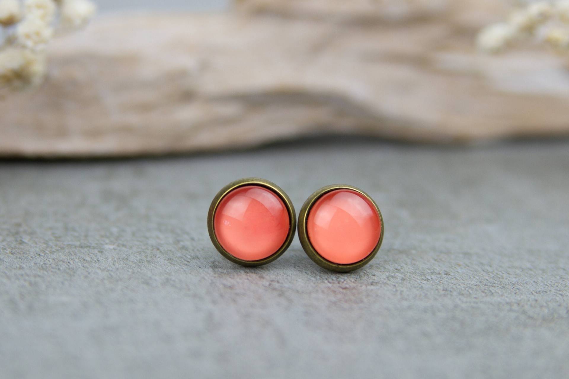 Ohrstecker Orange - Handbemalte Minimalistsiche Ohrringe, 10 Mm von BlushingApplesDE