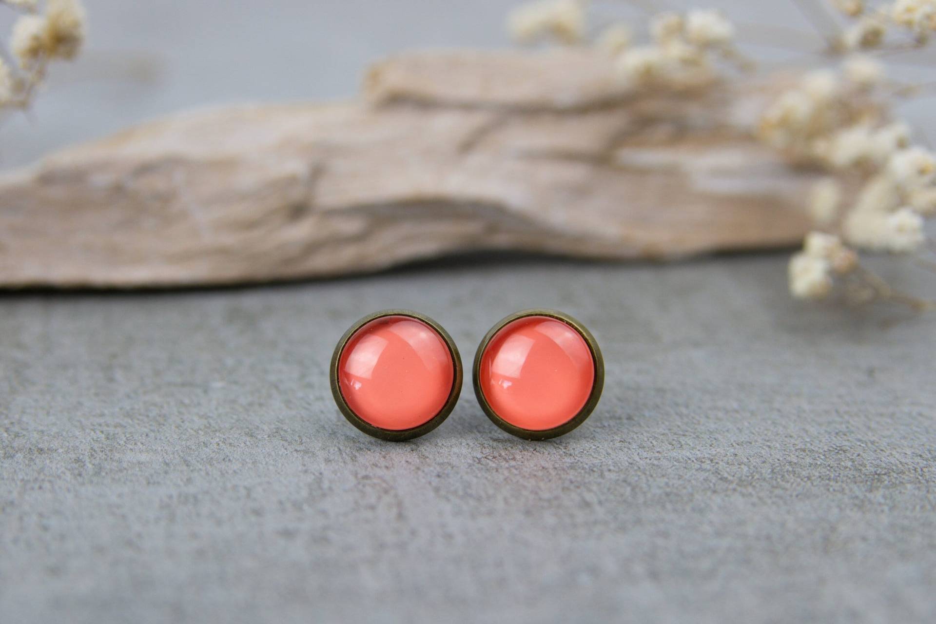 Ohrstecker in Orange - Handbemalte Ohrringe, 12 Mm von BlushingApplesDE