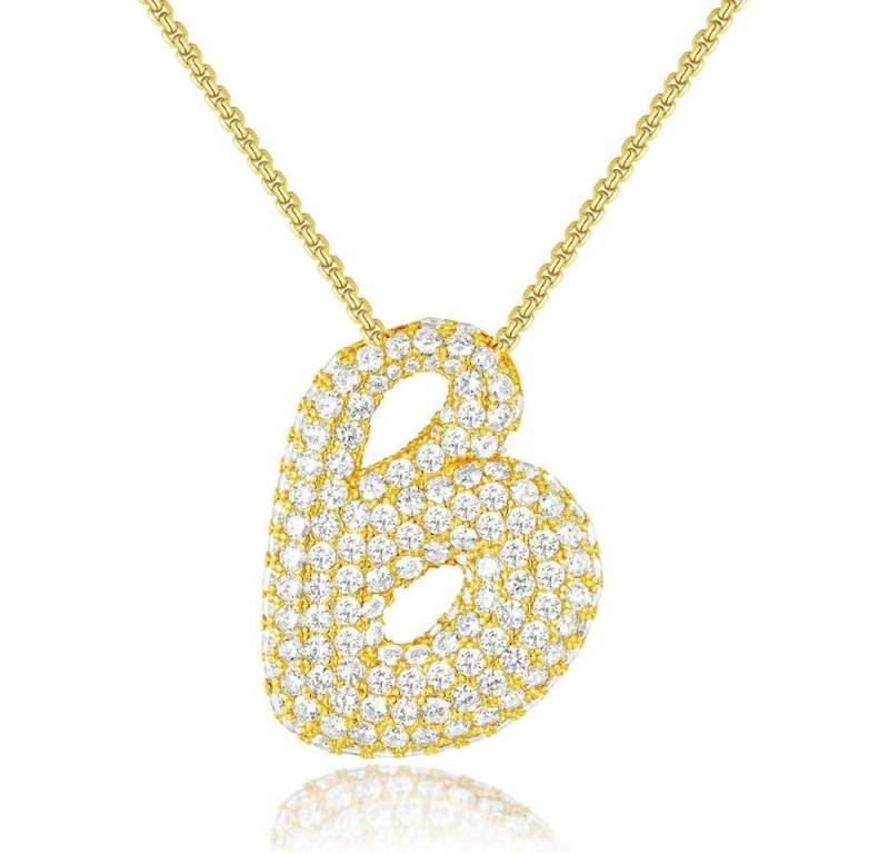 Blusmart Charm-Kette Initial Charm A-Z Buchstaben Anhänger Halskette (Funkelnder Zirkon-Buchstabenanhänger, 1-tlg., Modisch und vielseitig), für Frauen Weihnachten Geburtstag Valentinstag von Blusmart