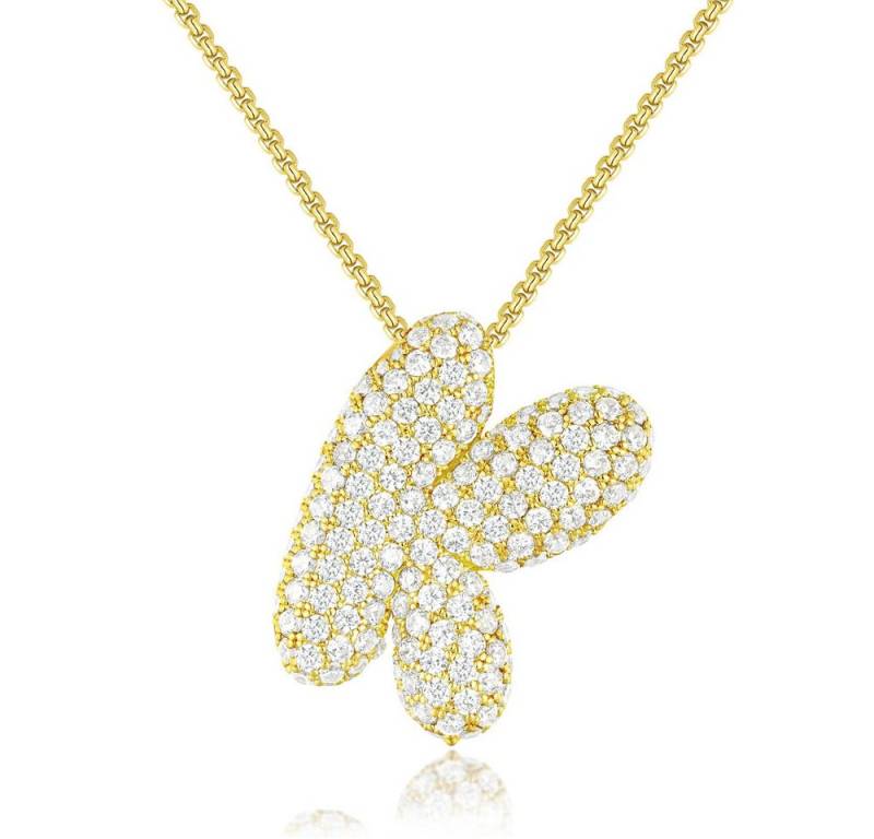 Blusmart Charm-Kette Initial Charm A-Z Buchstaben Anhänger Halskette (Funkelnder Zirkon-Buchstabenanhänger, 1-tlg., Modisch und vielseitig), für Frauen Weihnachten Geburtstag Valentinstag von Blusmart