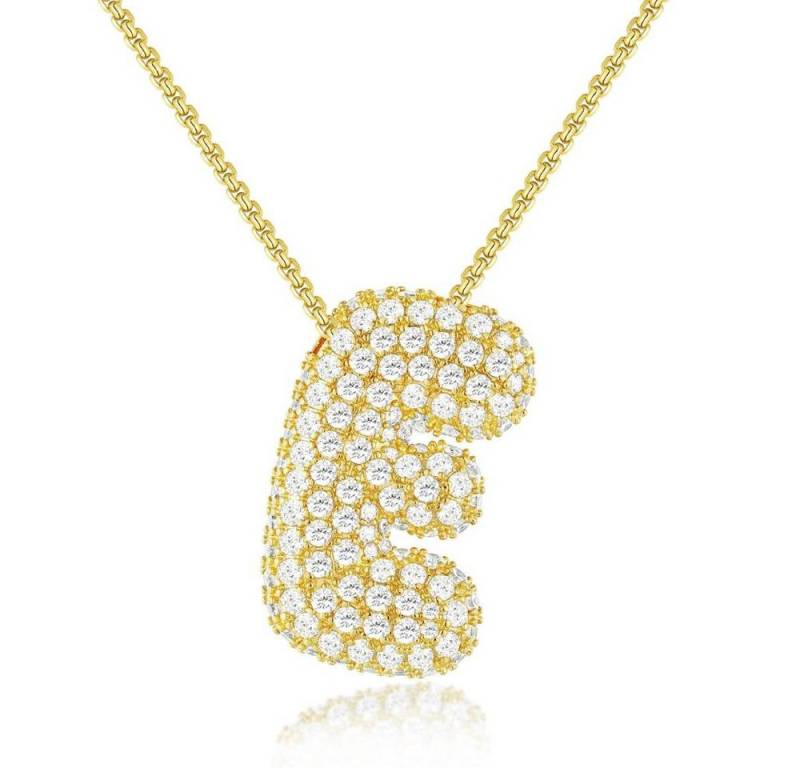 Blusmart Charm-Kette Initial Charm A-Z Buchstaben Anhänger Halskette (Funkelnder Zirkon-Buchstabenanhänger, 1-tlg., Modisch und vielseitig), für Frauen Weihnachten Geburtstag Valentinstag von Blusmart