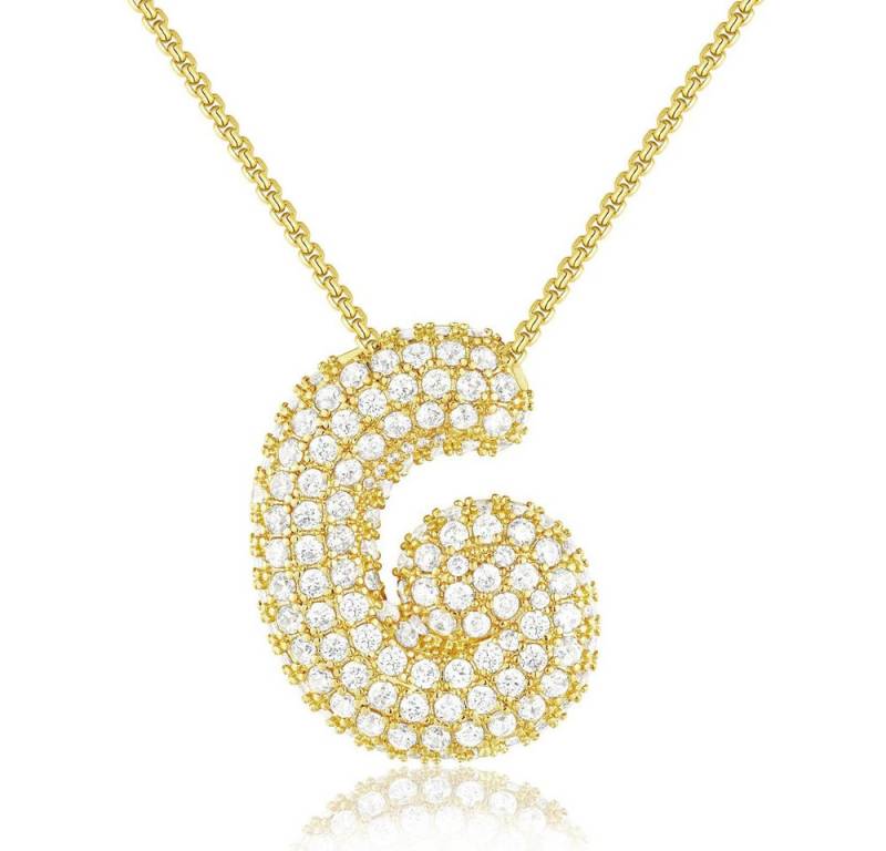 Blusmart Charm-Kette Initial Charm A-Z Buchstaben Anhänger Halskette (Funkelnder Zirkon-Buchstabenanhänger, 1-tlg., Modisch und vielseitig), für Frauen Weihnachten Geburtstag Valentinstag von Blusmart