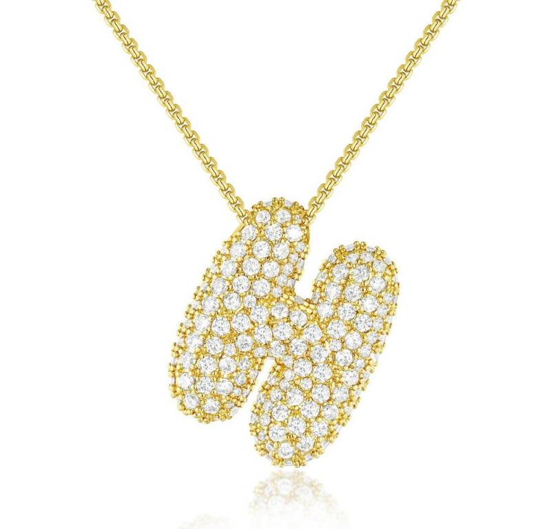 Blusmart Charm-Kette Initial Charm A-Z Buchstaben Anhänger Halskette (Funkelnder Zirkon-Buchstabenanhänger, 1-tlg., Modisch und vielseitig), für Frauen Weihnachten Geburtstag Valentinstag von Blusmart