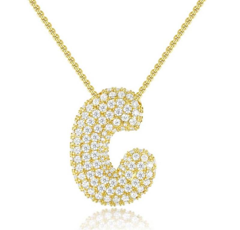 Blusmart Charm-Kette Initial Charm A-Z Buchstaben Anhänger Halskette (Funkelnder Zirkon-Buchstabenanhänger, 1-tlg., Modisch und vielseitig), für Frauen Weihnachten Geburtstag Valentinstag von Blusmart