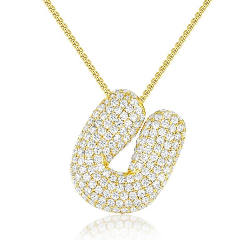 Blusmart Charm-Kette Initial Charm A-Z Buchstaben Anhänger Halskette (Funkelnder Zirkon-Buchstabenanhänger, 1-tlg., Modisch und vielseitig), für Frauen Weihnachten Geburtstag Valentinstag von Blusmart