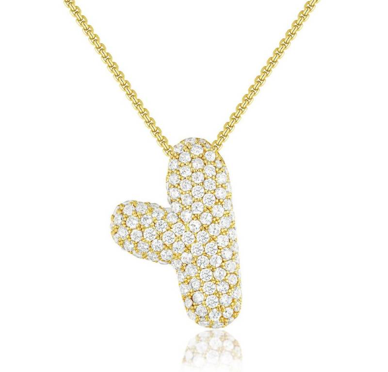 Blusmart Charm-Kette Initial Charm A-Z Buchstaben Anhänger Halskette (Funkelnder Zirkon-Buchstabenanhänger, 1-tlg., Modisch und vielseitig), für Frauen Weihnachten Geburtstag Valentinstag von Blusmart