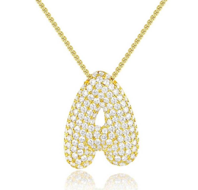 Blusmart Charm-Kette Initial Charm A-Z Buchstaben Anhänger Halskette (Funkelnder Zirkon-Buchstabenanhänger, 1-tlg., Modisch und vielseitig), für Frauen Weihnachten Geburtstag Valentinstag von Blusmart