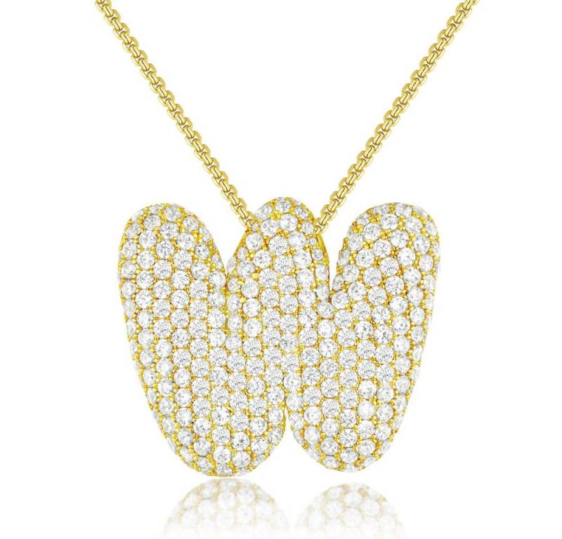 Blusmart Charm-Kette Initial Charm A-Z Buchstaben Anhänger Halskette (Funkelnder Zirkon-Buchstabenanhänger, 1-tlg., Modisch und vielseitig), für Frauen Weihnachten Geburtstag Valentinstag von Blusmart