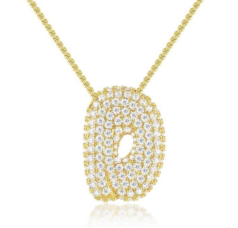 Blusmart Charm-Kette Initial Charm A-Z Buchstaben Anhänger Halskette (Funkelnder Zirkon-Buchstabenanhänger, 1-tlg., Modisch und vielseitig), für Frauen Weihnachten Geburtstag Valentinstag von Blusmart