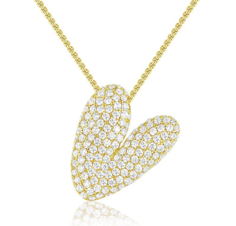 Blusmart Charm-Kette Initial Charm A-Z Buchstaben Anhänger Halskette (Funkelnder Zirkon-Buchstabenanhänger, 1-tlg., Modisch und vielseitig), für Frauen Weihnachten Geburtstag Valentinstag von Blusmart