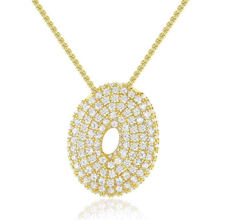 Blusmart Charm-Kette Initial Charm A-Z Buchstaben Anhänger Halskette (Funkelnder Zirkon-Buchstabenanhänger, 1-tlg., Modisch und vielseitig), für Frauen Weihnachten Geburtstag Valentinstag von Blusmart