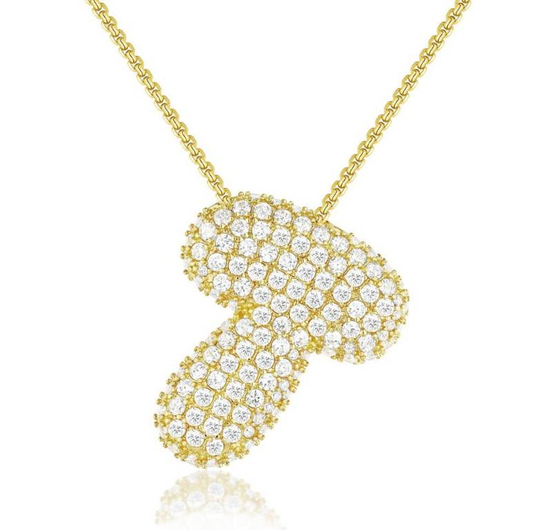 Blusmart Charm-Kette Initial Charm A-Z Buchstaben Anhänger Halskette (Funkelnder Zirkon-Buchstabenanhänger, 1-tlg., Modisch und vielseitig), für Frauen Weihnachten Geburtstag Valentinstag von Blusmart